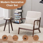 KEIKI Mid-Century Modern Upholstered Accent Chair with Matching Table, Chair and Table Set，Small Bedroom
