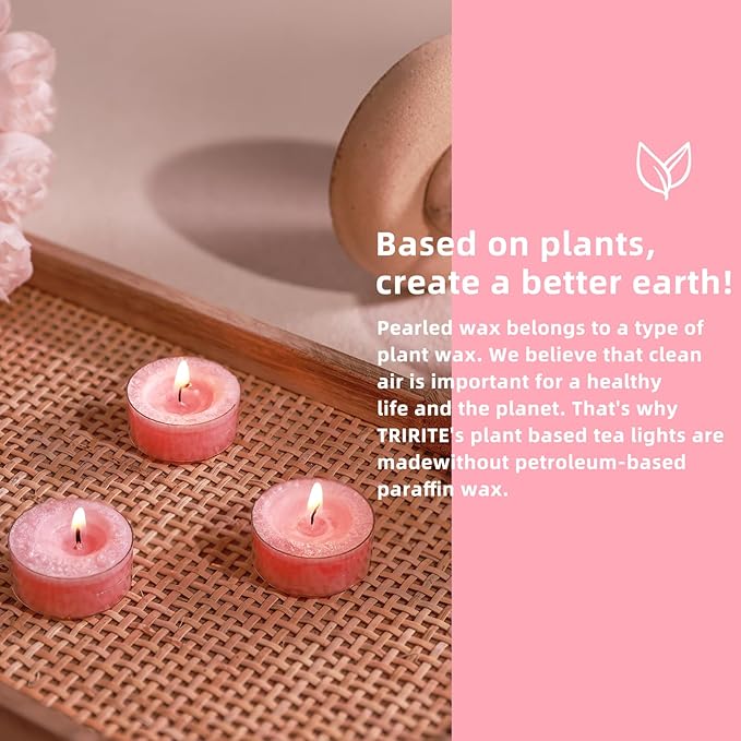 Unscented Tealights Candles for Valentine's Day, 5 Hours Long Burning Pink Pearled Tea Lights, Non-Paraffin, Smokeless, Votive Candles for Wedding, Baby Shower, 12pcs