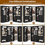 Corner Closet System with 5 Drawers, Closet Organizer System with 15+Shelvess & 4 Hanging Rods, 63.2"L * 63.2"W / 87.2"L * 39.2"W Reversible L Shaped Walk-in Closets, Load 2500+LBS, Black