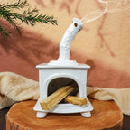 Handmade White Ceramic Fireplace Palo Santo Holder &Sage/Cone Incense Dish for Energy Cleansing Zen Meditation Altar Decor for Yoga Spa | Mindfulness Aromatherapy Gift for Women Anxiety Relief