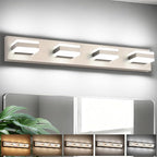 SOLFART Bathroom Light Fixtures Brushed Nickel Vanity Lights for Bathroom Above Mirror, 4 Light Led Lighting Fixture, Nickel Vanity Light,5 Color Temperature Adjustable Light Over Mirror