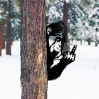 ESTART Peaking a Boo Flipping Off Bigfoot Animal Metal Sign Art Ornament, Animal Peeping Around Signs Corner Tree Garden Fence Farmhouse Outdoor Home Decoration