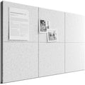 Bumusty Large Cork Board 36" x 24" Alternative - 6 Pack Felt Wall Tiles with 40 Safe Removable Adhesive Tabs, 30 Pushpins, Cork Boards for Walls Pin Board Bulletin Board Office Decor (Light Gray)
