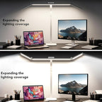 LED Desk Lamp for Home Office with Base, 28.2" Adjustable Gooseneck Swing Arm Bright Desk Light, Dimmable Architect Table Lamp for Desktop Computer Light, Reading, Study, Workbench（White）