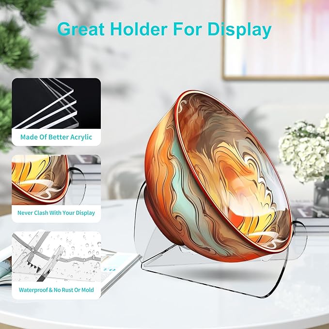 Boloyo "X Shape Acrylic Bowl Display Stand, 3.5 Inch 2PC Clear Acrylic Bowl Plate Platter Dish China Porcelain Display Holder Easel Base for Home Kitchen School Art Display