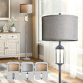 65'' Rustic Floor Lamp for Living Room with 2 Light Sources, Frosted Nightlight Vintage Farmhouse Tall Standing Lamp for Bedroom Reading Room Office Corner, Bulb Included