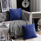 24x24 Blue Throw Pillow Covers: 2 Pack Original Striped Velvet Square Decorative Pillow Cases for Farmhouse Couch
