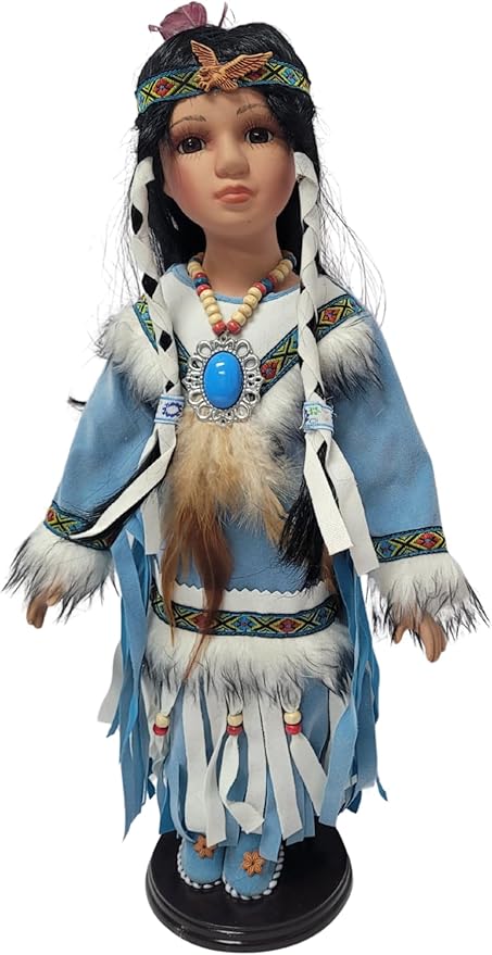 KINNEX COLLECTIONS SINCE 1997 16" Collectible Native American Indian Porcelain Doll (AQUENE) D16671