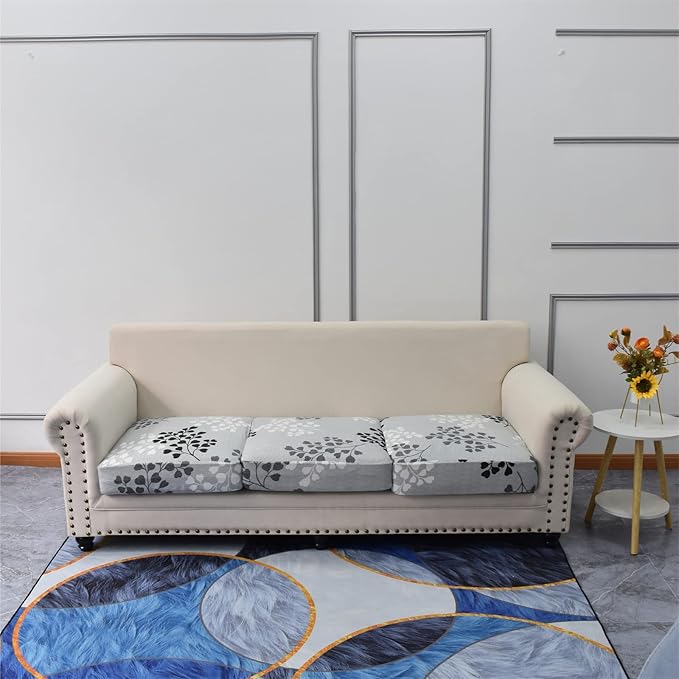 KRFOONN 4 Piece Stretch Sofa Couch Covers for 3 Cushion Couches Printed Sofa Slipcover with 3 Separate Seat Cushion Covers Washable Sofa Slip Covers Furniture Protector for Pets Kids (Large, 02)