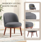 Accent Chair Mid-Century Modern Chair PU Leather Upholstered Armless Chair Set of 1, Suitable for Living Room, Bedroom, Balcony,Dark Gray