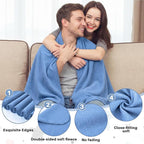 Newwiee 48 Pcs Fleece Throw Blankets Bulk 50'' x 60'' Oeko-tex Standard 100 Certified Spring Outdoor Wedding Guest Blankets Lightweight for Sleepover Donation Lap Pet Sofa Home (Blue Shades)