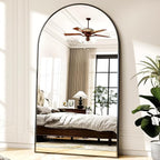 46"x76" Extra Large Arched Full Length Mirror - Leaning Mirror Arch Wall-Mounted Mirrors - Aluminum Alloy Frame Modern Simple Home Decor - for Living Room Bedroom Cloakroom