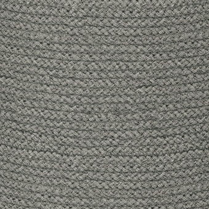 SIMPLIHOME Serena Contemporary Round Braided Pouf in Dove Grey Cotton for the Living Room, Bedroom and Kids Room