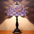 Tiffany Lamp Vintage Deep Blue Stained Glass Bead Table Lamp Desk Bedside Reading Light Decor Bedroom Living Room Home Office D12*H18 Inches