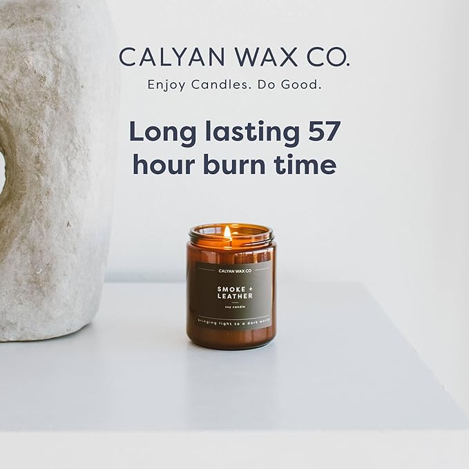 Calyan Wax Co. Passionfruit & Ginger Scented Candle - 57 Hour Burn - Luxury Non Toxic Soy Wax Candles - Long Lasting Amber Glass Jar Candle for Home - 7.2oz