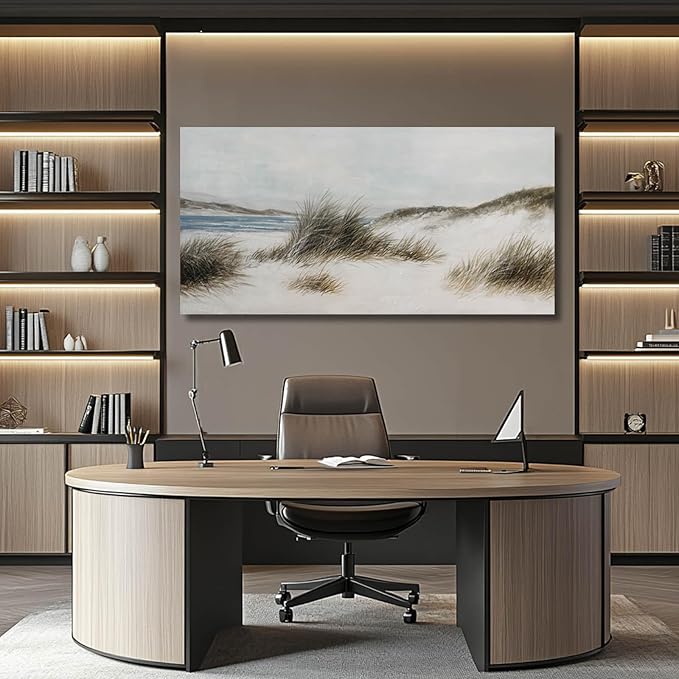 GAIDUOMAI Wall Art for Living Room Beige Seaside Wall Decor Canvas Painting Weed Ocean Artwork Vintage Nature Posters for Bedroom Kitchen 24x48 Inch