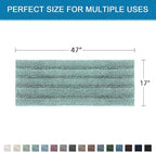 H.VERSAILTEX Bath Rugs for Bathroom Non Slip Bath Mats Extra Thick Chenille Striped Bath Rug Runners 47" x 17" Absorbent Fluffy Soft Shaggy Mats Plush Area Carpet for Bath Room - Eggshell Blue