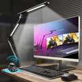 Dual Light Source LED Desk Lamp - Clamp Mount Office Table Light with Knob Remote Control, Adjustable Brightness & Color Temperature, 5 Lighting Modes for Reading, Computer, DIY