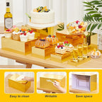 Leinuosen 6 Pcs Large Buffet Risers, 7 to 12 Inch Catering Dessert Table Risers Food Decorative Stands with hollow bottom for Catering Supplies, Party(Gold, Rectangle)