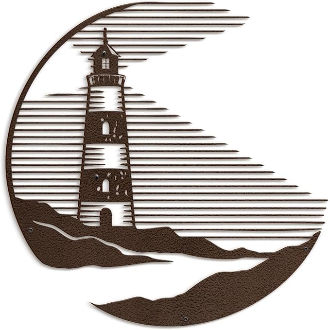 SIGNLEADER Metal Wall Art Decor Lighthouse Minimalist Modern Abstract Wall Sculpture Hangings Home Decoration for Living Room, Bedroom, Bathroom, Kitchen, Outdoor - 30" Bronze