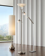 360 Lighting 3-in-1 Design Modern Torchiere Floor Lamp Dimmable Tree 3-Light 70" Tall Brushed Nickel Pole White Glass Shades for Living Room Reading House Bedroom Home Office