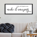 Surfapans Inspirational Wall Decor 32"X12" Today Only Happens Once Make It Amazing Sign Motivational Quote Office Positive Large Rustic Farmhouse Living Room Horizontal Wall Hanging Art (Black)