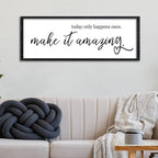 Surfapans Inspirational Wall Decor 32"X12" Today Only Happens Once Make It Amazing Sign Motivational Quote Office Positive Large Rustic Farmhouse Living Room Horizontal Wall Hanging Art (Black)