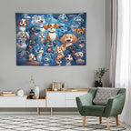 VUMIVI Cartoon Dog Tapestry Cute Puppy Pet Lovers Animal Theme Colorful Illustration Tapestry Wall Hanging for Living Room Bedroom Dorm Classroom Aesthetic Decor W40xL30in