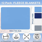Newwiee 12 Pcs Fleece Throw Blankets Bulk 50'' x 60'' Oeko-tex Standard 100 Certified Spring Outdoor Wedding Guest Blankets Lightweight for Sleepover Donation Lap Pet Sofa Home (Blue Shades)