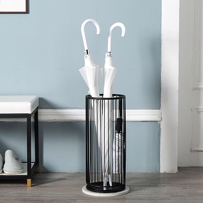 Large Capacity Umbrella Stand Rack Commercial,Large Capacity Metal Upright Umbrella Storage Cylinder,Metal Standing Umbrellas Holder(White)