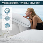 Luxury Down Fiber Pillows Queen Size, Bed Pillows for Sleeping, Pillow for Back, Stomach or Side Sleepers (Modern 70, White, Standard (Pack of 2)) (White 50, Standard (Pack of 2))