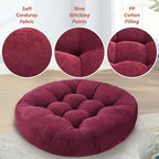 Meditation Floor Pillow Set of 2 Large Round Floor Cushions for Adults Tufted Corduroy Floor Seat Pillows Cushion for Living Room Tatami Yoga,Grass Green 22" L x 22" W x 5" H