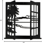 SIGNLEADER Metal Wall Art Decor Tropical Sunset Scenery Modern Abstract Wall Sculpture Hangings Home Decoration for Living Room, Bedroom, Bathroom, Kitchen, Outdoor - 24" Black