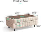 LINSY HOME Sectional Sleeper Sofa Storage Ottoman Bench, Convertible Coffee Table Plush Corduroy Couch Ottoman Footstool for Living Room, Bedroom Entryway and Family Room, Beige