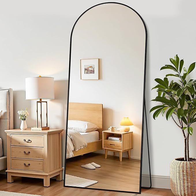 Suidia Arched Full Length Mirror, 59"x19" Floor Mirror Freestanding, Floor Standing Full Body Mirror with Stand for Bedroom, Hanging Leaning Mounted for Living Room Cloakroom, Black