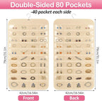 Hanging Jewelry Organizer for Closet with Swiveling Hanger, 17 x 30 In, 80 Clear Pockets Jewelry Organizer Hanging for Jewelries, Earrings, Accessories (Beige)