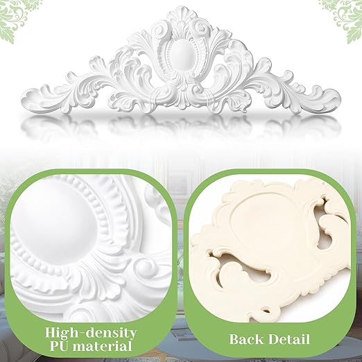 Sintuff 16" W x 47" H x 2" P Door Frame Molding Pediment Over Door Large PU Window Frame Decor French Country Decoration for Home Living Room Entryway Wall Art