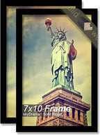 100% Solid Wood 7x10 Picture Frame Set of 2, Black Frame for 7 x 10 Inch Picture Poster Photo, Light Weight 7 by 10 HQ Matte Black Frame for Wall - 2 Pack/Black/7"x10"