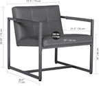 Studio Designs Home Modern Accent Chair Camber Mid-Century, Pewter Grey Metal Frame & Smoke Bonded Leather