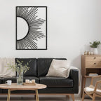 SIGNLEADER Metal Wall Art Decor Shining Sun Minimalist Modern Abstract Wall Sculpture Hangings Home Decoration for Living Room, Bedroom, Bathroom, Kitchen, Outdoor - 36" Black