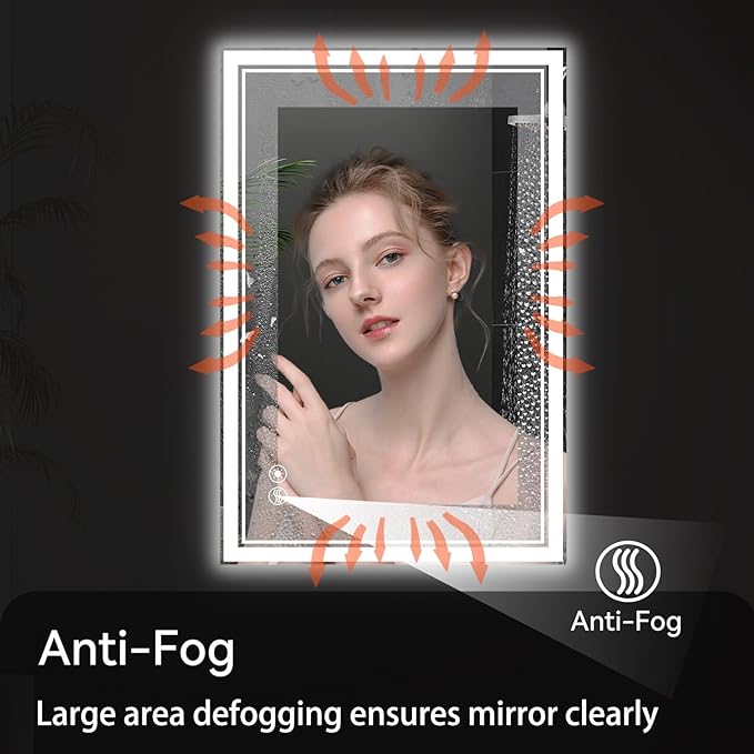 2 Pack 24“ x 36” LED Bathroom Mirror LED Mirror for Bathroom Fogless Dimmable 3 Colors Bathroom Mirror with Lights Smart Mirror Memory Function Wall Mounted Horizontal/Vertical