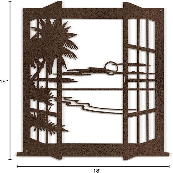 SIGNLEADER Metal Wall Art Decor Tropical Sunset Scenery Modern Abstract Wall Sculpture Hangings Home Decoration for Living Room, Bedroom, Bathroom, Kitchen, Outdoor - 18" Bronze