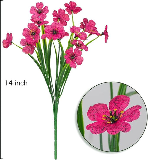 12Pcs UV Resistant Artificial Flowers Artificial Violet Outdoor Decor Realistic Faux Plants Silk Flowers No Fade for Patio Hanging Baskets Garden Pots Farmhouse Yard (Rose Red)