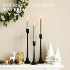 Tall Black Cast Iron Candlestick Holders Set of 3, Wrought Iron Tall Taper Candle Holders, Candle Sticks Holders Decor for Home Decor, Mantle, Table, Wedding-11.8"+13.8"+15.4"(Black)
