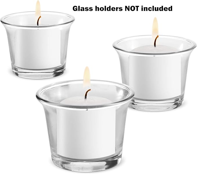 Candle Charisma White Unscented Votive Candles - 10 Hour Burn time - Set of 72 for Dinner, Wedding, Halloween and Holiday Decorations
