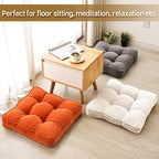 Floor Pillow Set of 2, Memory Foam Floor Cushions for Adults, Large Meditation Pillow for Sitting, 22 x 22 Inches (Square | Orange)