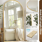 Antok Full Length Mirror, 91"x46" Oversized Floor Mirror Freestanding, Full Body Floor Standing Mirror with Stand, Hanging Mounted for Living Room Cloakroom,Gold,Arched Style