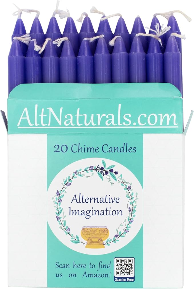 Alternative Imagination Purple Chime Candles - 20 Pack of Unscented 4 Inch Mini Taper Candles - Dripless Long Burning Ritual Candles for Meditation, Spell Work, Birthdays, Ceremonies & Home Decor