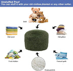 Floor Pouf- No Filler Foot Rest Stool with Storage, Bean Bag Style Cover for Living Room & Bedroom Dark Green