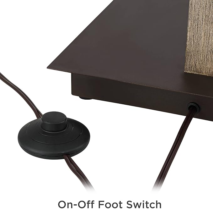 Franklin Iron Works Gentry Industrial Rustic Farmhouse Arc Floor Lamp with USB Charging Port 71 1/2" Tall Oil Rubbed Bronze 2-Light Oatmeal Fabric Drum Shade for Living Room Reading Bedroom Office
